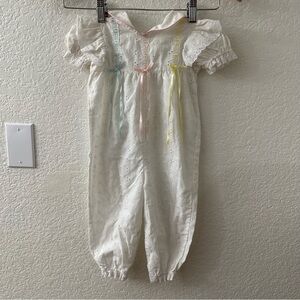 Vintage Baby onesie with ruffles and Peter Pan collar